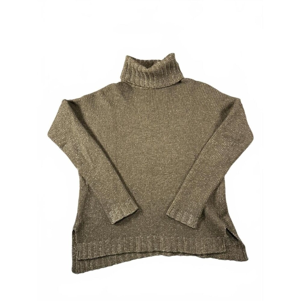 Vince Brown Wool Silk Chunky Turtleneck Sweater Oversized Size M.